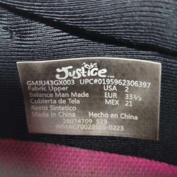 Justice Sport Girls Grey & Black Sneaker w/ Side Zipper - Size 2 - Picture 6 of 6